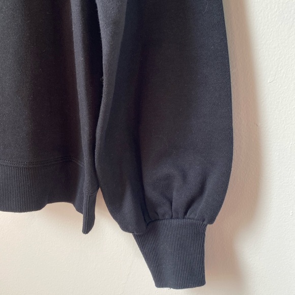 Marled black LOVE sweatshirt bell sleeve, Large NWT.  Cotton/poly blend - Picture 6 of 9